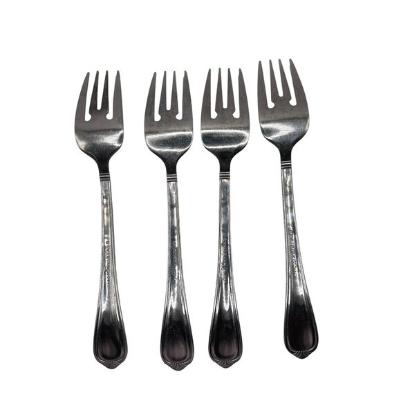 Towle Silver Vienna Stainless Steel glossy Salad Forks Set Of 4 - Picture 4 of 5